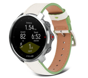 Strap-it Bracelet cuir Polar Grit X (blanc-vert)