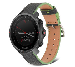 Strap-it Bracelet cuir Polar Grit X Pro (noir-vert)