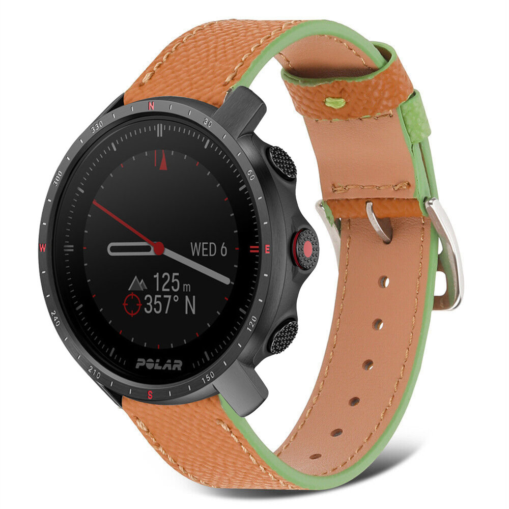 Bracelet cuir Polar Grit X Pro (marronvert) Braceletsmartwatch.fr