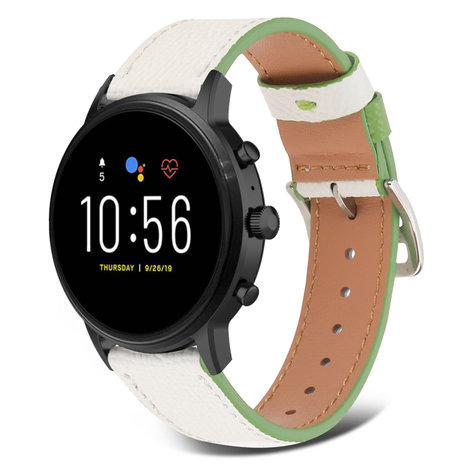 Strap-it Strap-it Bracelet cuir Fossil Gen 5 (blanc-vert)