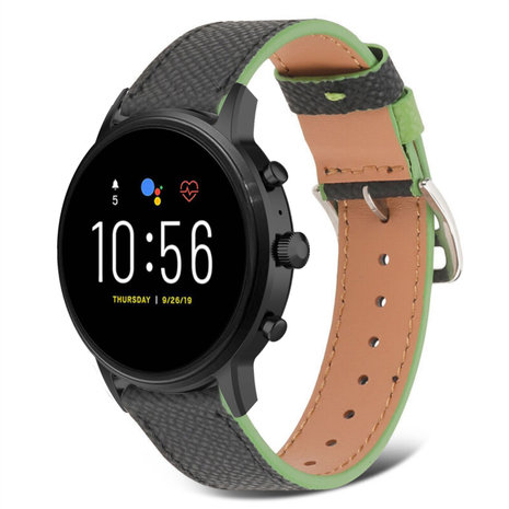 Strap-it Strap-it Bracelet cuir Fossil Gen 5 (noir-vert)