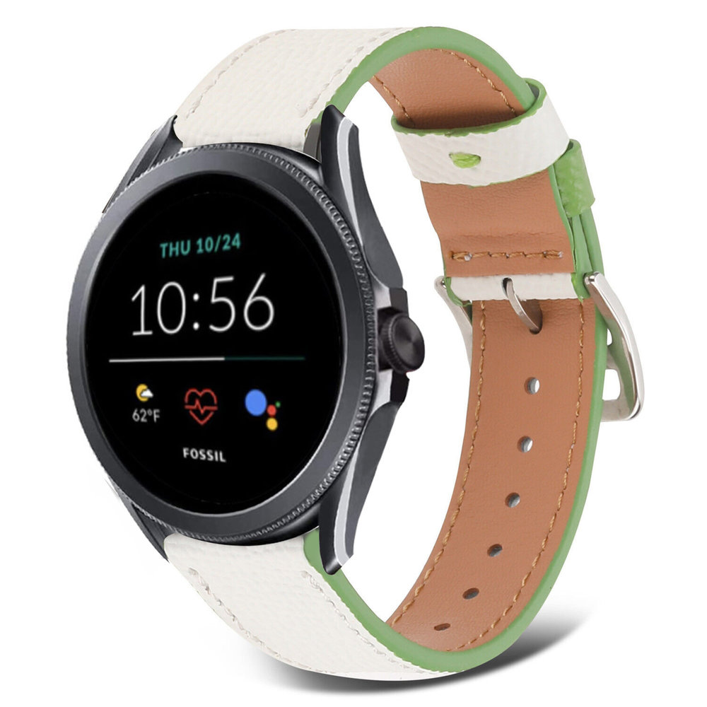 Strap-it Strap-it Bracelet cuir Fossil Gen 5e 44mm (blanc-vert)