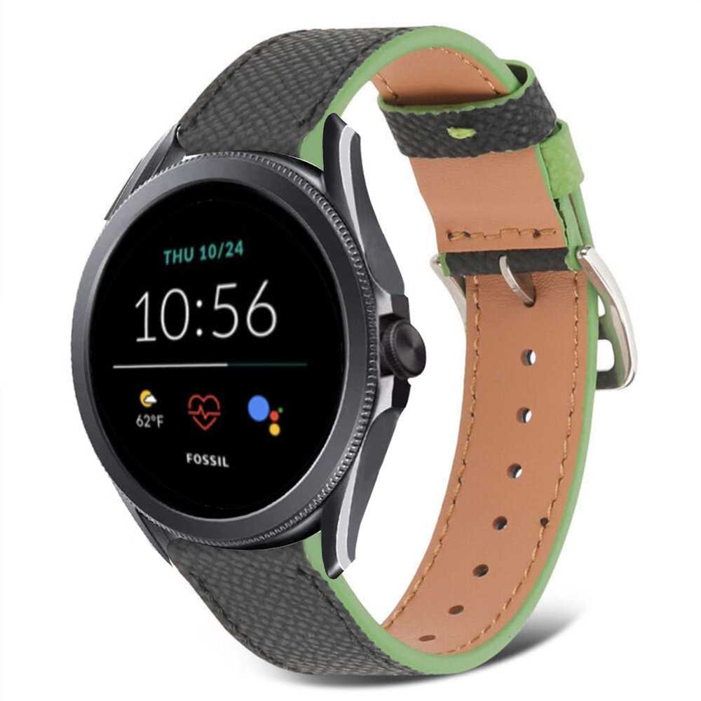 Strap-it Strap-it Bracelet cuir Fossil Gen 5e 44mm (noir-vert)