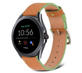 Strap-it Bracelet cuir Fossil Gen 5e 44mm (marron-vert)