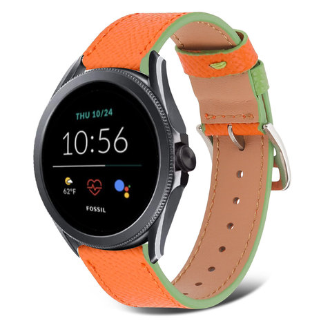 Strap-it Strap-it Bracelet cuir Fossil Gen 5e 44mm (vert-orange)
