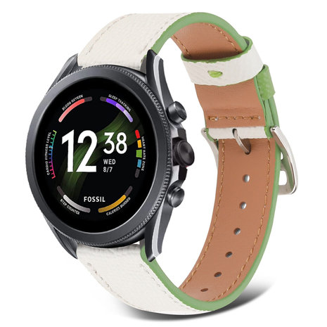 Strap-it Strap-it Bracelet cuir Fossil Gen 6 44mm (blanc-vert)