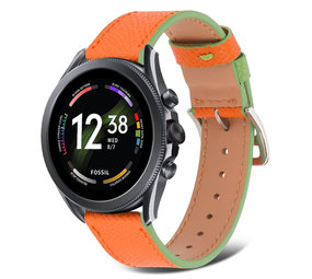 Strap-it Bracelet cuir Fossil Gen 6 44mm (vert-orange)