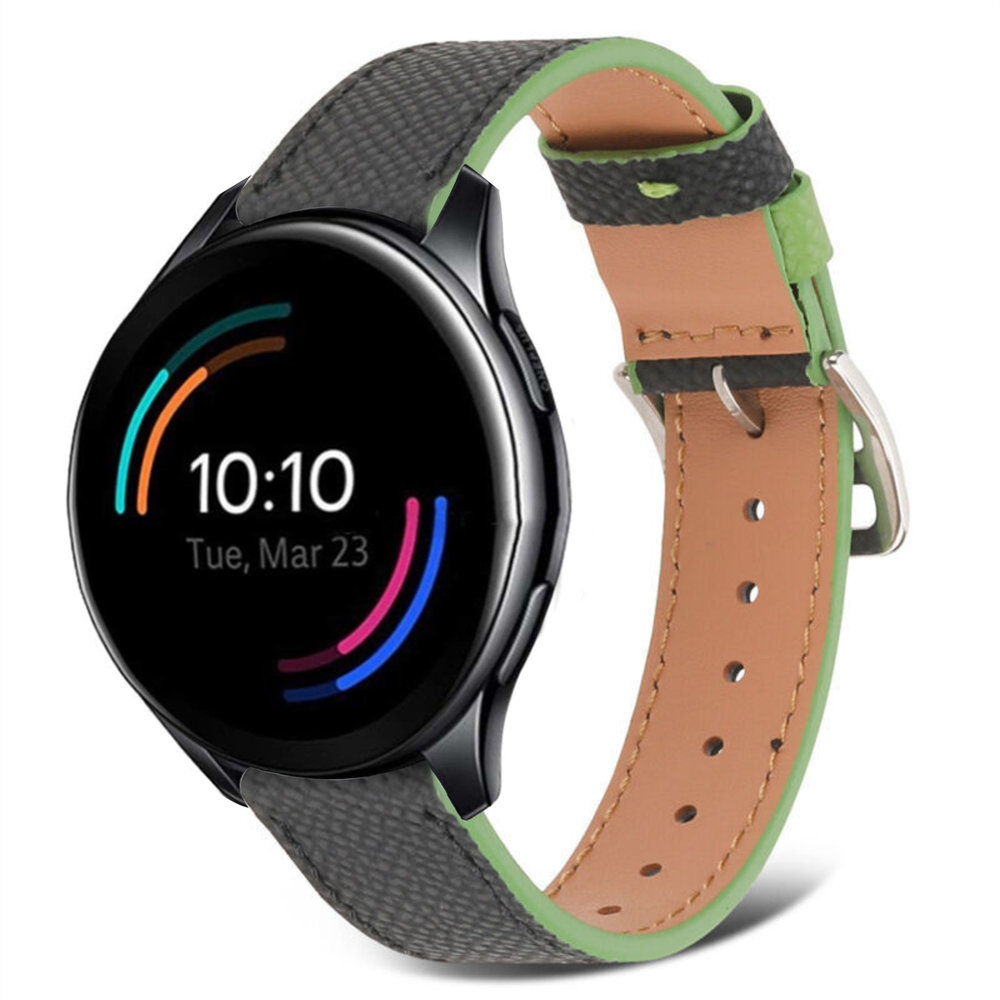 Strap-it Strap-it Bracelet cuir OnePlus Watch (noir-vert)