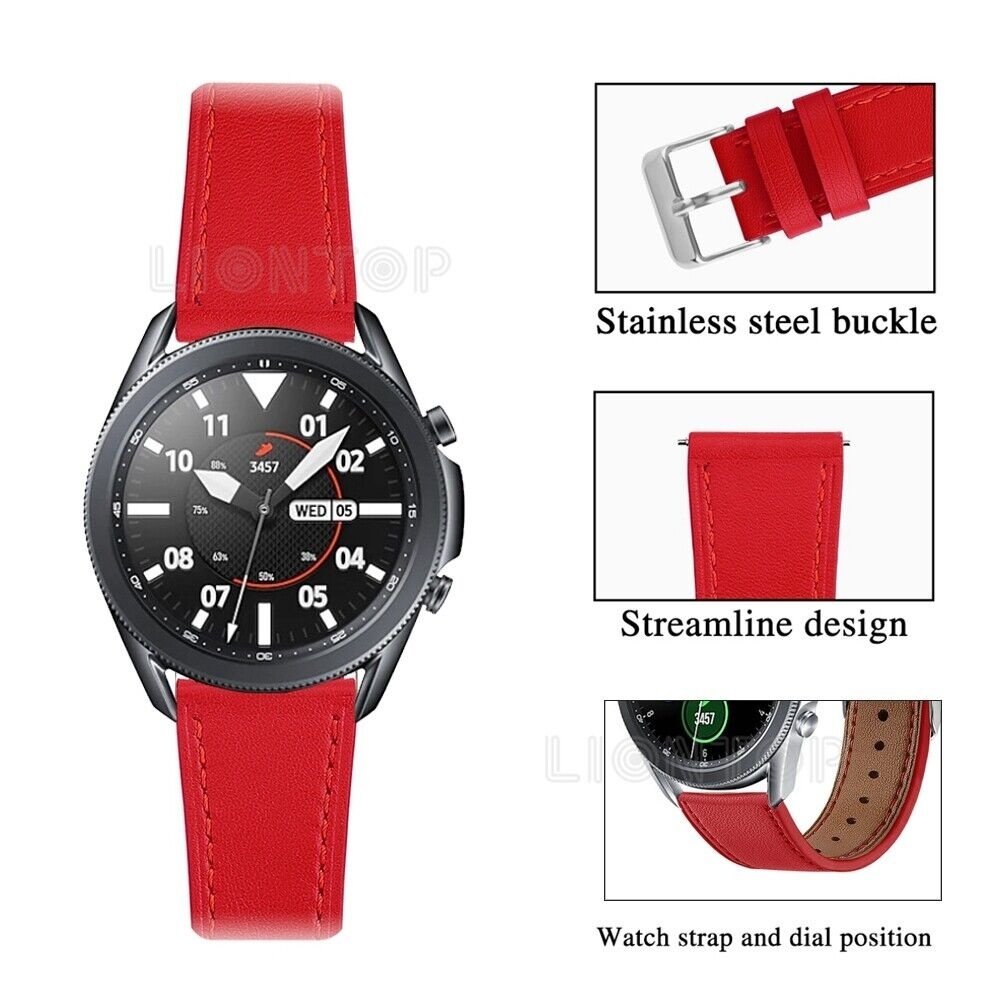 Strap-it Strap-it Bracelet cuir Samsung Galaxy Watch 3 45mm (rouge)
