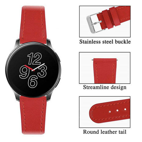 Strap-it Strap-it Bracelet cuir OnePlus Watch (rouge)