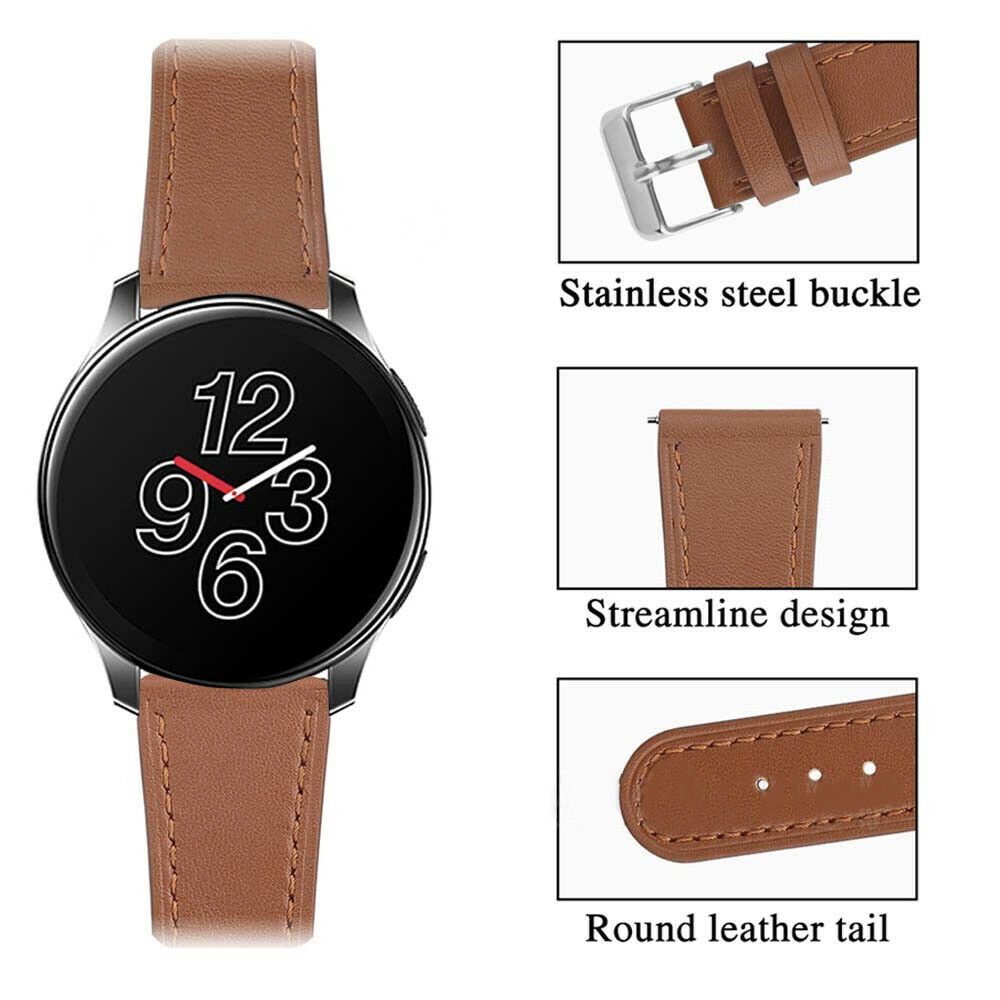 Strap-it Strap-it Bracelet cuir OnePlus Watch (serré marron)