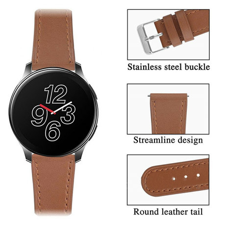 Strap-it Strap-it Bracelet cuir OnePlus Watch (serré marron)