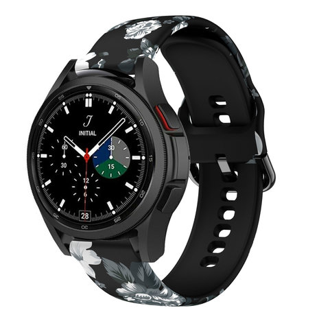 Strap-it Strap-it Bracelet Grey Flowers Samsung Galaxy Watch 4 Classic 46mm
