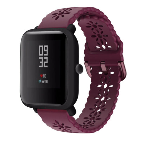Strap-it Strap-it Bracelet silicone à motifs Xiaomi Amazfit Bip (bordeaux)