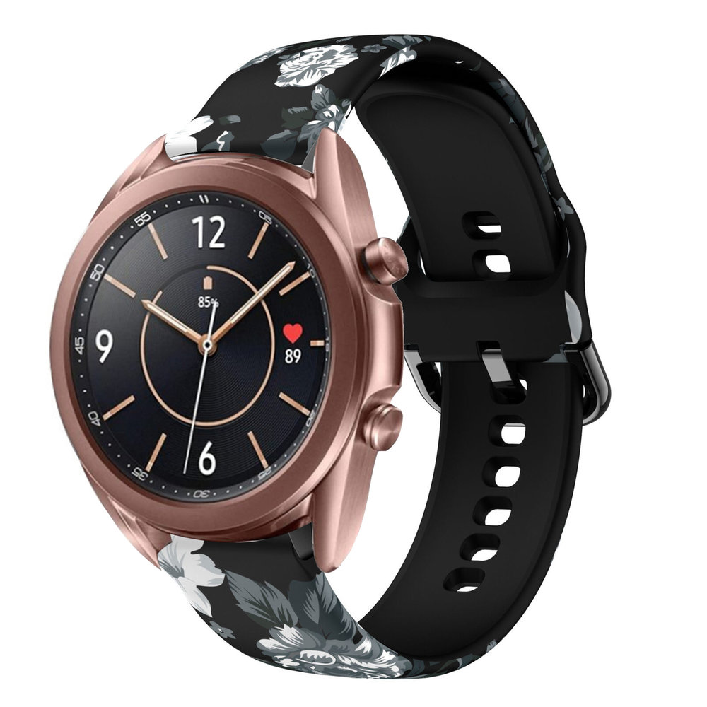 Strap-it Strap-it Bracelet Grey Flowers Samsung Galaxy Watch 3 41mm