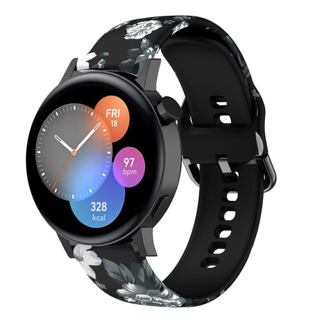 Strap-it Strap-it Bracelet Grey Flowers Huawei Watch GT 3 42mm
