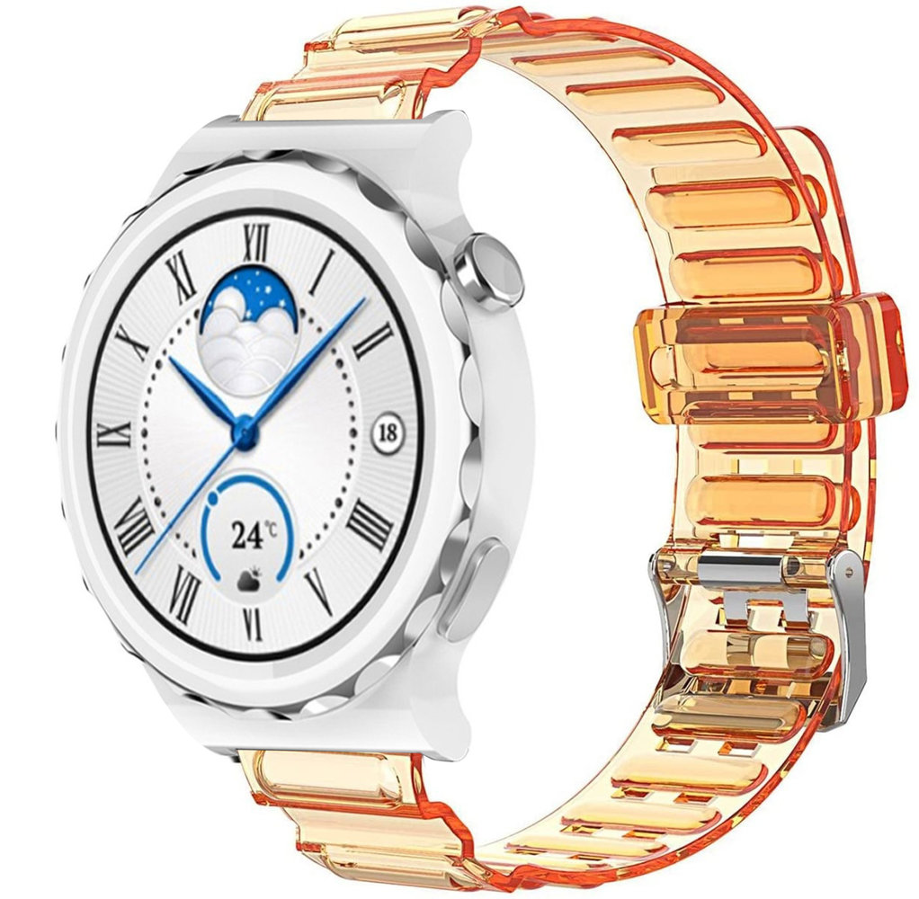 Strap-it Strap-it Bracelet cristal Huawei Watch GT 3 Pro 43mm (orange transparent)
