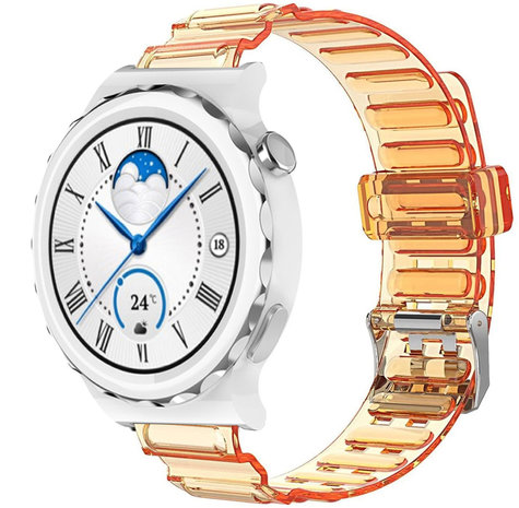 Strap-it Strap-it Bracelet cristal Huawei Watch GT 3 Pro 43mm (orange transparent)