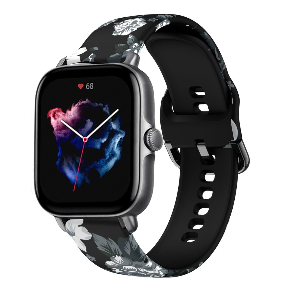 Strap-it Strap-it Bracelet Grey Flowers Amazfit GTS 3