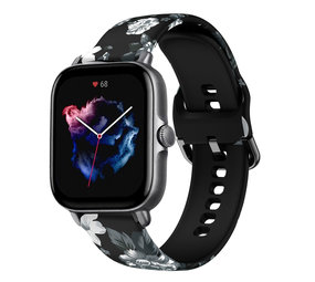 Strap-it Bracelet Grey Flowers Amazfit GTS 3