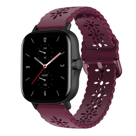Strap-it Strap-it Bracelet silicone à motifs Amazfit GTS 2 (bordeaux)