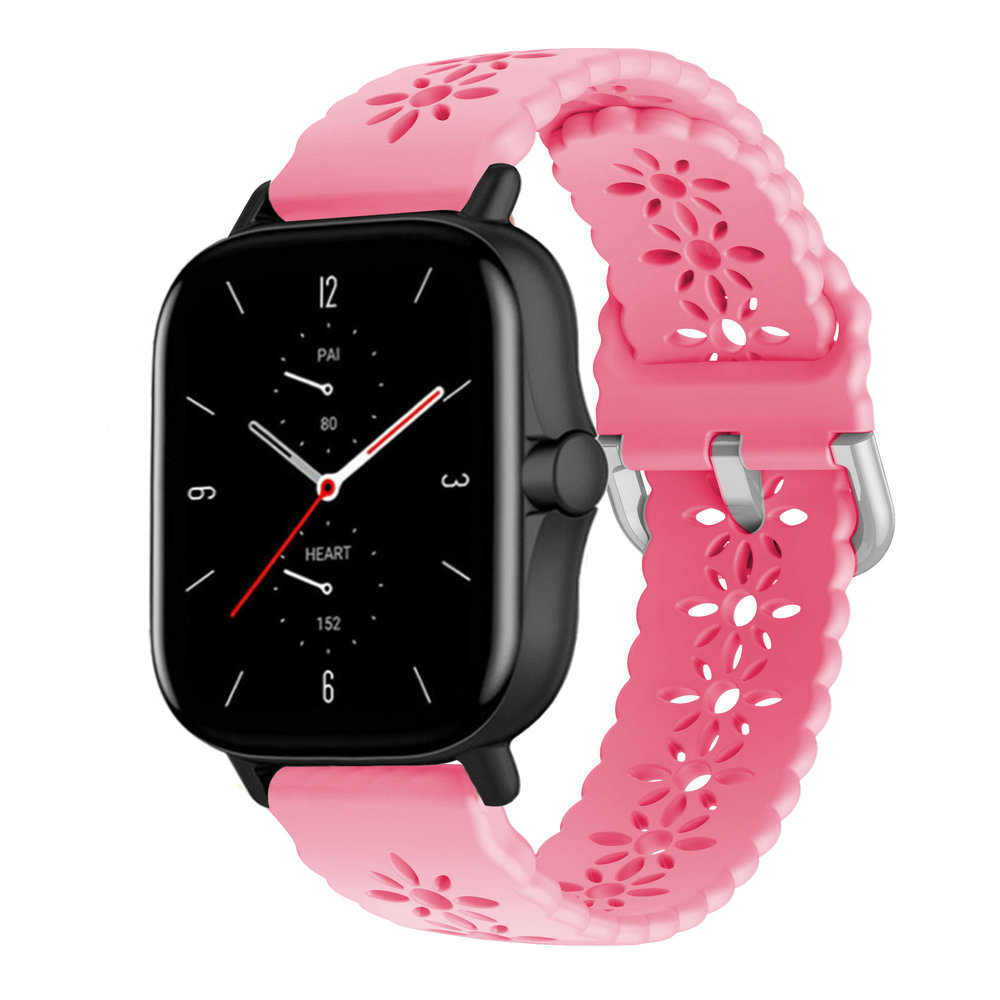 Strap-it Strap-it Bracelet silicone à motifs Amazfit GTS 2 (rose vif)