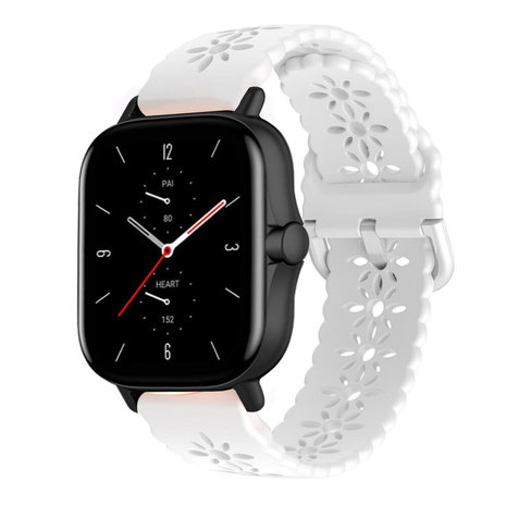 Strap-it Strap-it Bracelet silicone à motifs Amazfit GTS 2 (blanc)