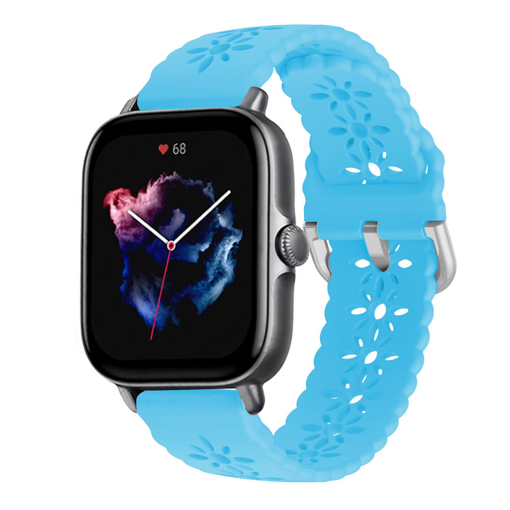 Strap-it Strap-it Bracelet silicone à motifs Amazfit GTS 3 (bleu clair)