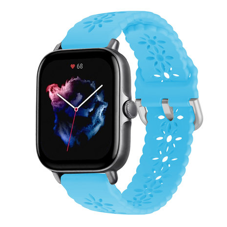 Strap-it Strap-it Bracelet silicone à motifs Amazfit GTS 3 (bleu clair)