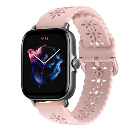 Strap-it Strap-it Bracelet silicone à motifs Amazfit GTS 3 (rose)