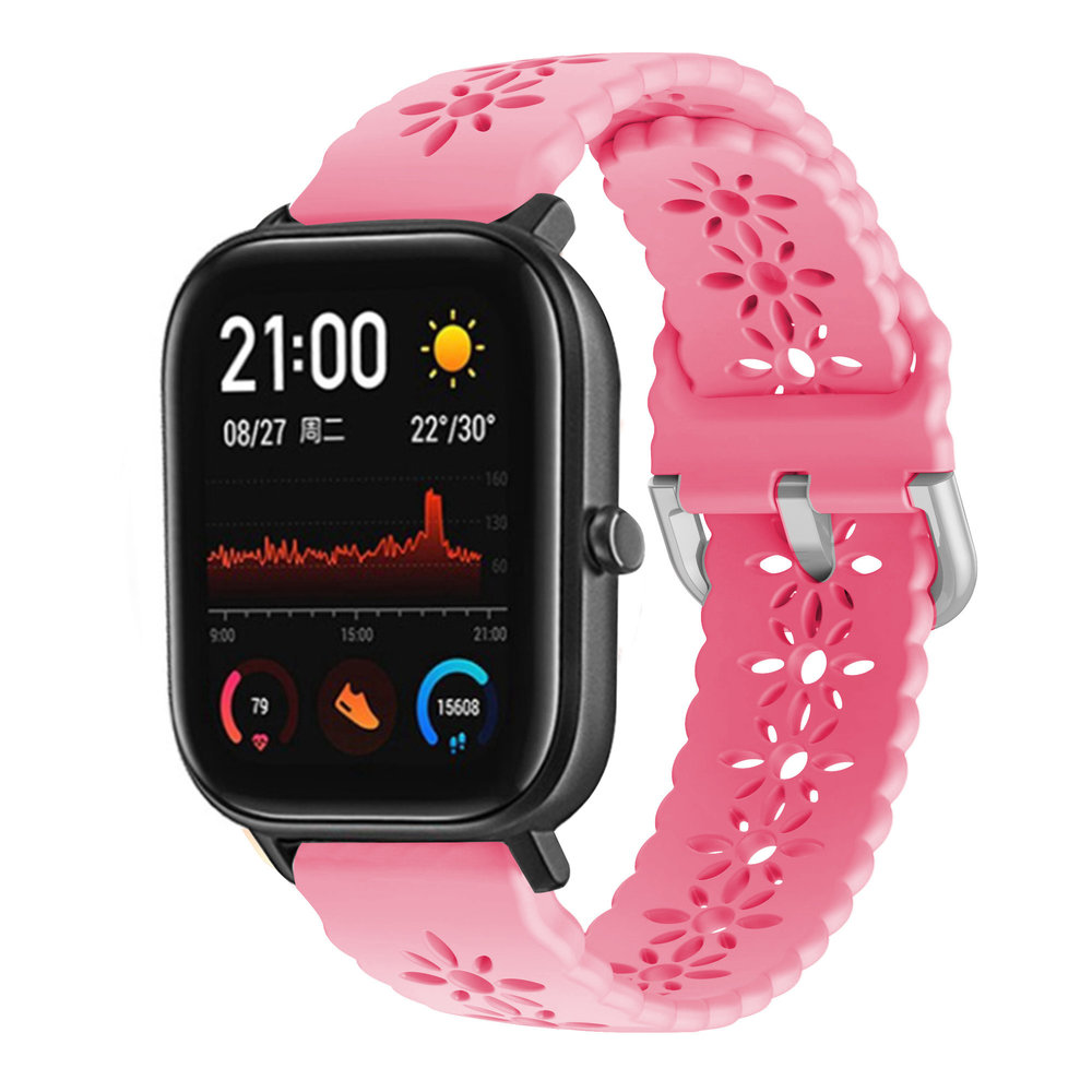 Strap-it Strap-it Bracelet silicone à motifs Xiaomi Amazfit GTS (rose vif)
