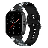 Strap-it Bracelet Grey Flowers Amazfit GTS 2 Strap-it Bracelet Grey Flowers Amazfit GTS 2