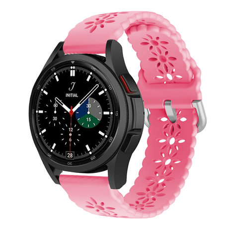Strap-it Strap-it Bracelet silicone à motifs Samsung Galaxy Watch 4 Classic 46mm (rose vif)