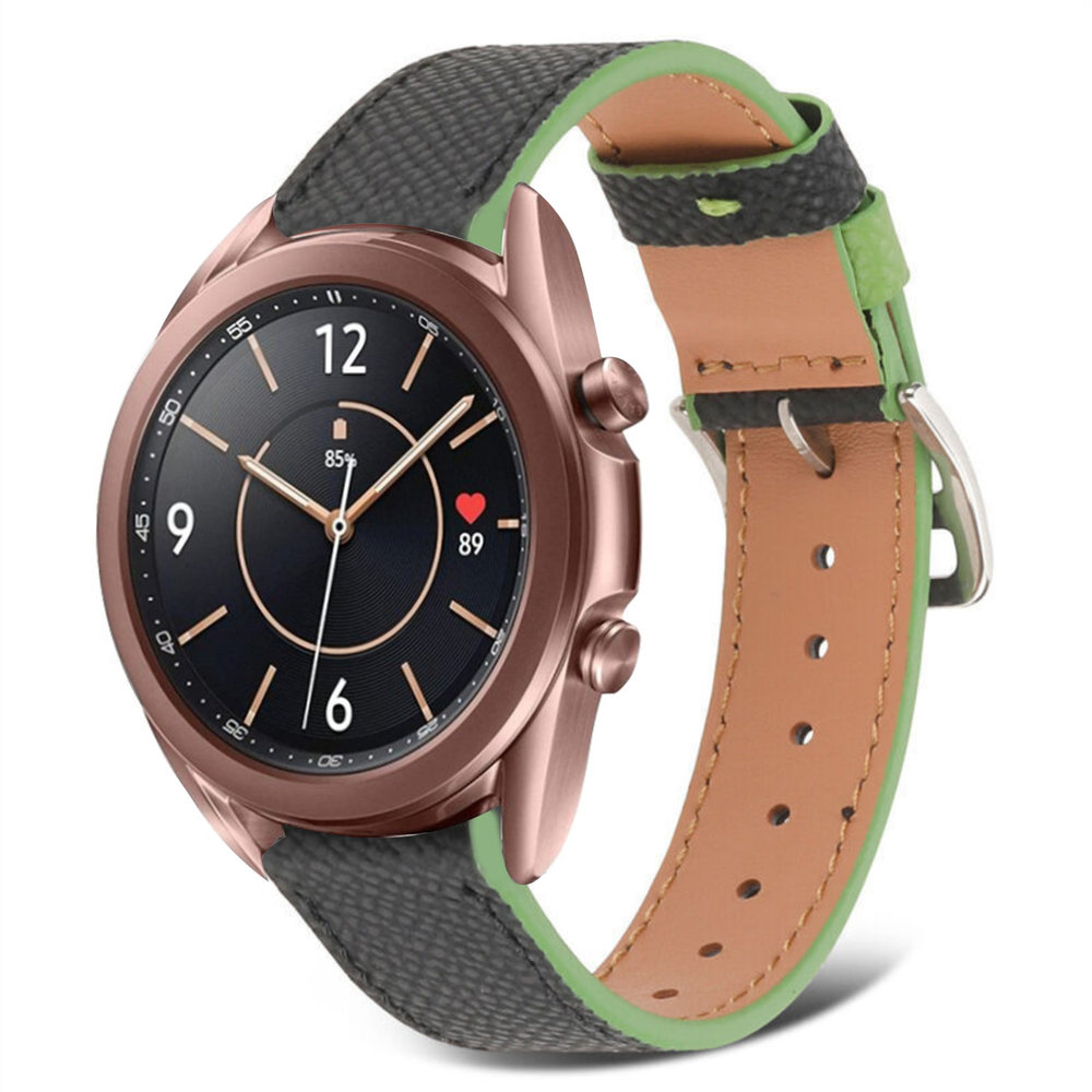 Strap-it Strap-it Bracelet cuir Samsung Galaxy Watch 3 41mm (noir-vert)