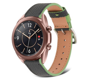 Strap-it Bracelet cuir Samsung Galaxy Watch 3 41mm (noir-vert)