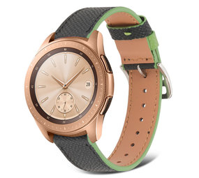 Strap-it Bracelet cuir Samsung Galaxy Watch 42mm (noir-vert)
