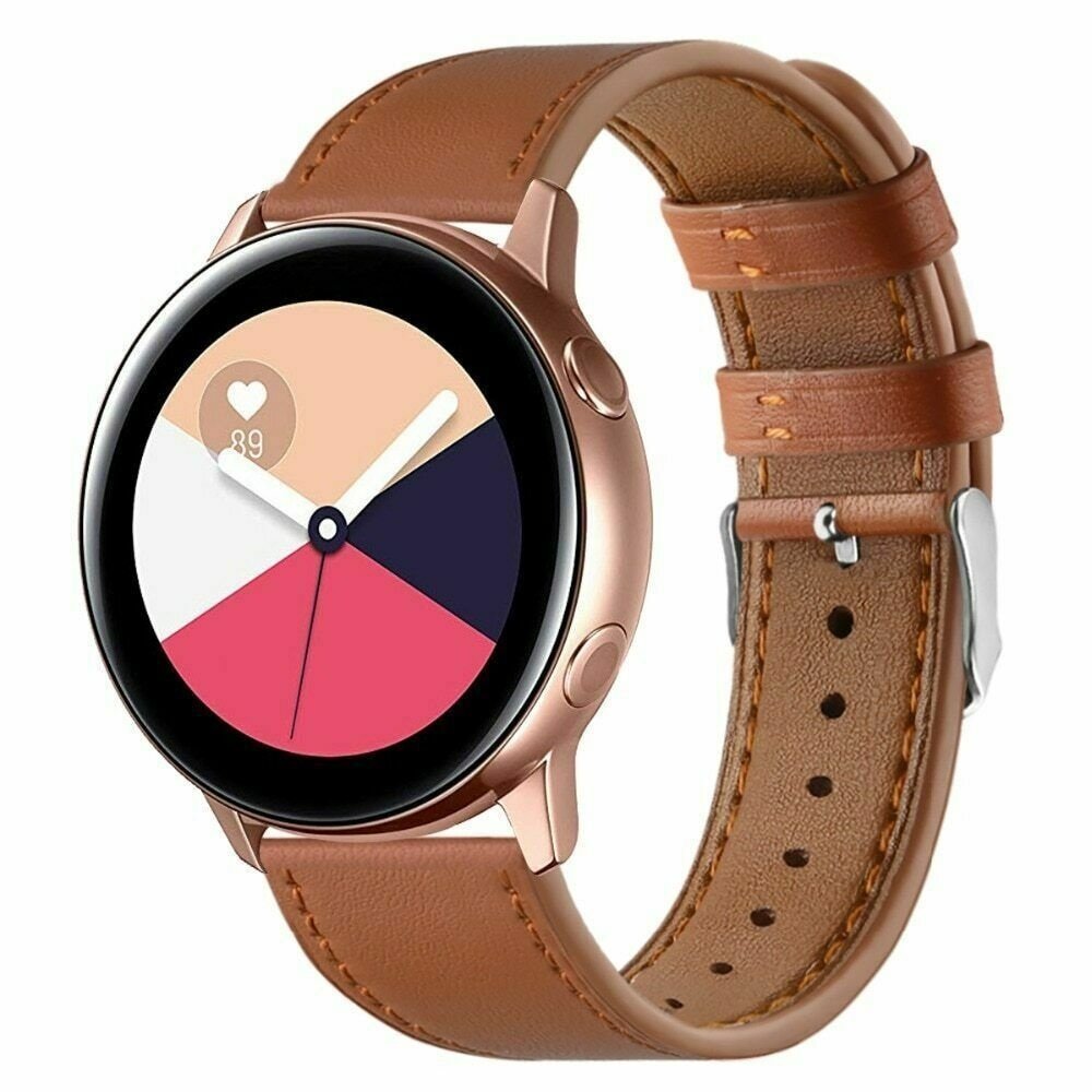 Strap-it Strap-it Bracelet cuir Samsung Galaxy Watch Active (serré marron)