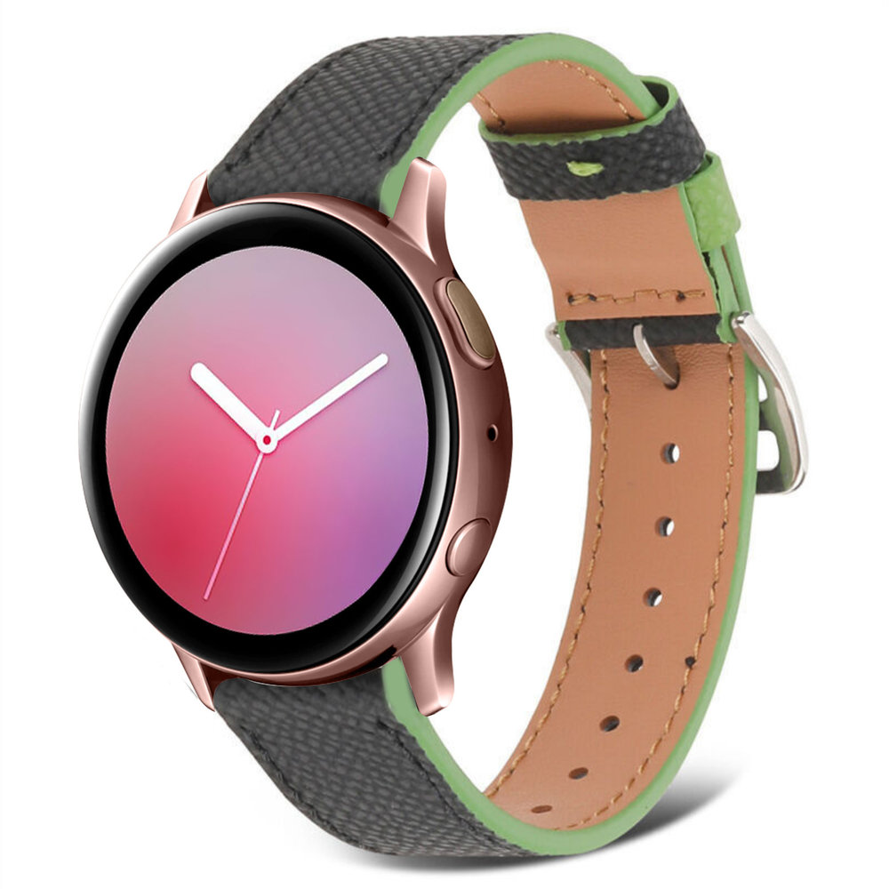 Strap-it Strap-it Bracelet cuir Samsung Galaxy Watch Active (noir-vert)