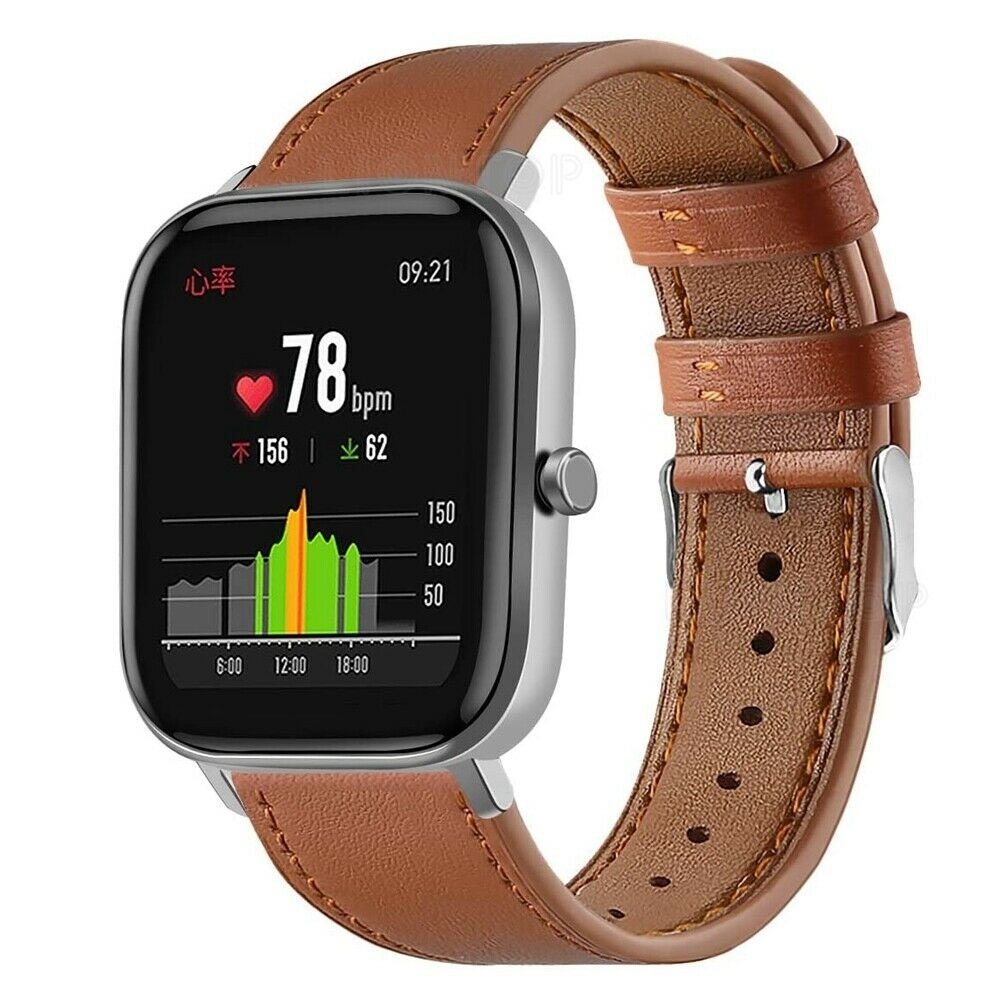 Strap-it Strap-it Bracelet cuir Xiaomi Amazfit GTS (marron serré)