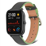Strap-it Bracelet cuir Xiaomi Amazfit GTS (noir-vert)