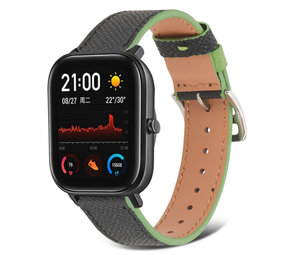 Strap-it Bracelet cuir Xiaomi Amazfit GTS (noir-vert)