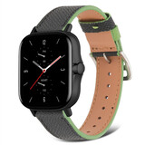 Strap-it Bracelet cuir Amazfit GTS 2 (noir-vert)