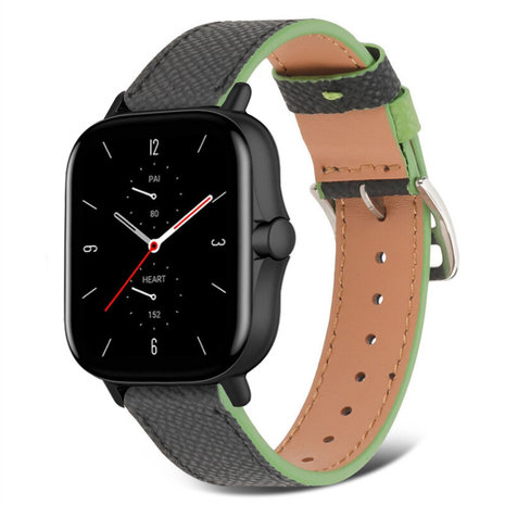 Strap-it Strap-it Bracelet cuir Amazfit GTS 2 (noir-vert) Strap-it Strap-it Bracelet cuir Amazfit GTS 2 (noir-vert)