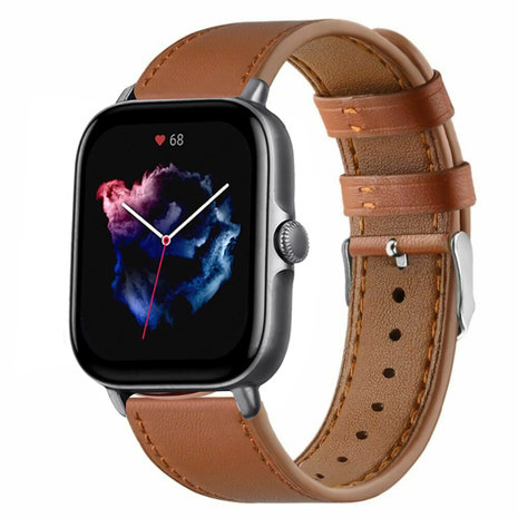 Strap-it Strap-it Bracelet cuir Amazfit GTS 3 (serré marron)