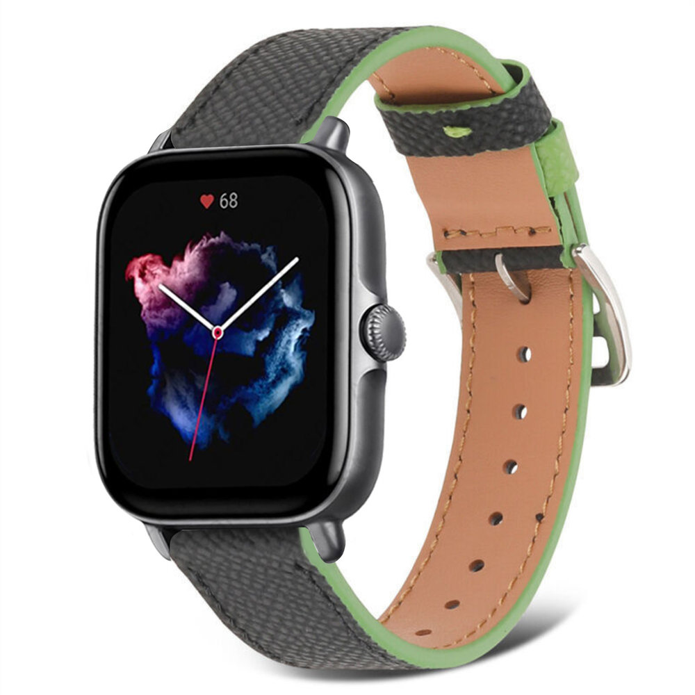 Strap-it Strap-it Bracelet cuir Amazfit GTS 3 (noir-vert)