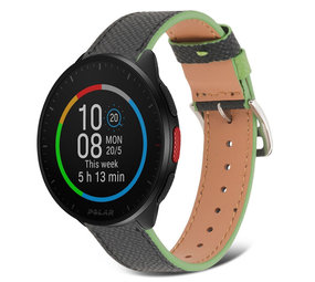 Strap-it Bracelet cuir Polar Pacer (noir-vert)