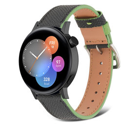 Strap-it Bracelet cuir Huawei Watch GT 3 42mm (noir-vert)