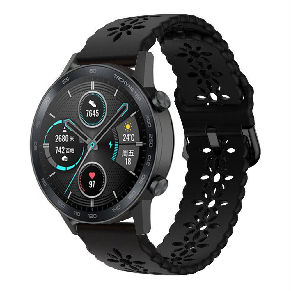 Strap-it Strap-it Bracelet silicone à motifs Honor Magic Watch 2 42mm (noir)