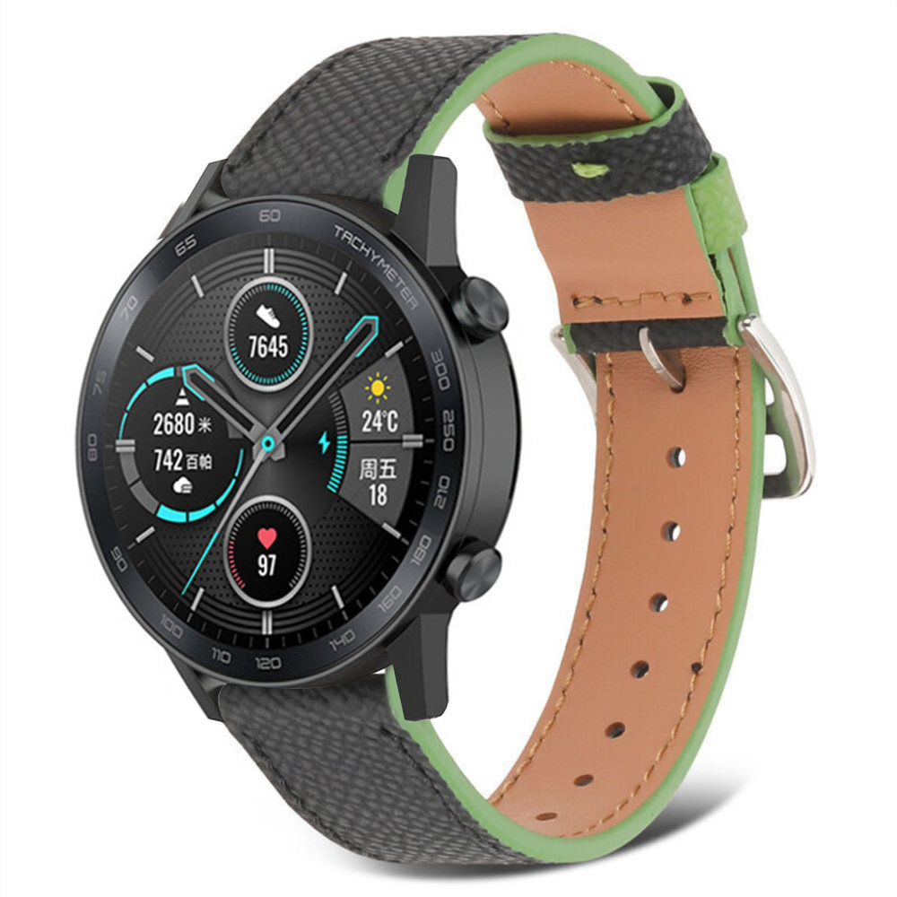 Strap-it Strap-it Bracelet cuir Honor Magic Watch 2 (noir-vert)