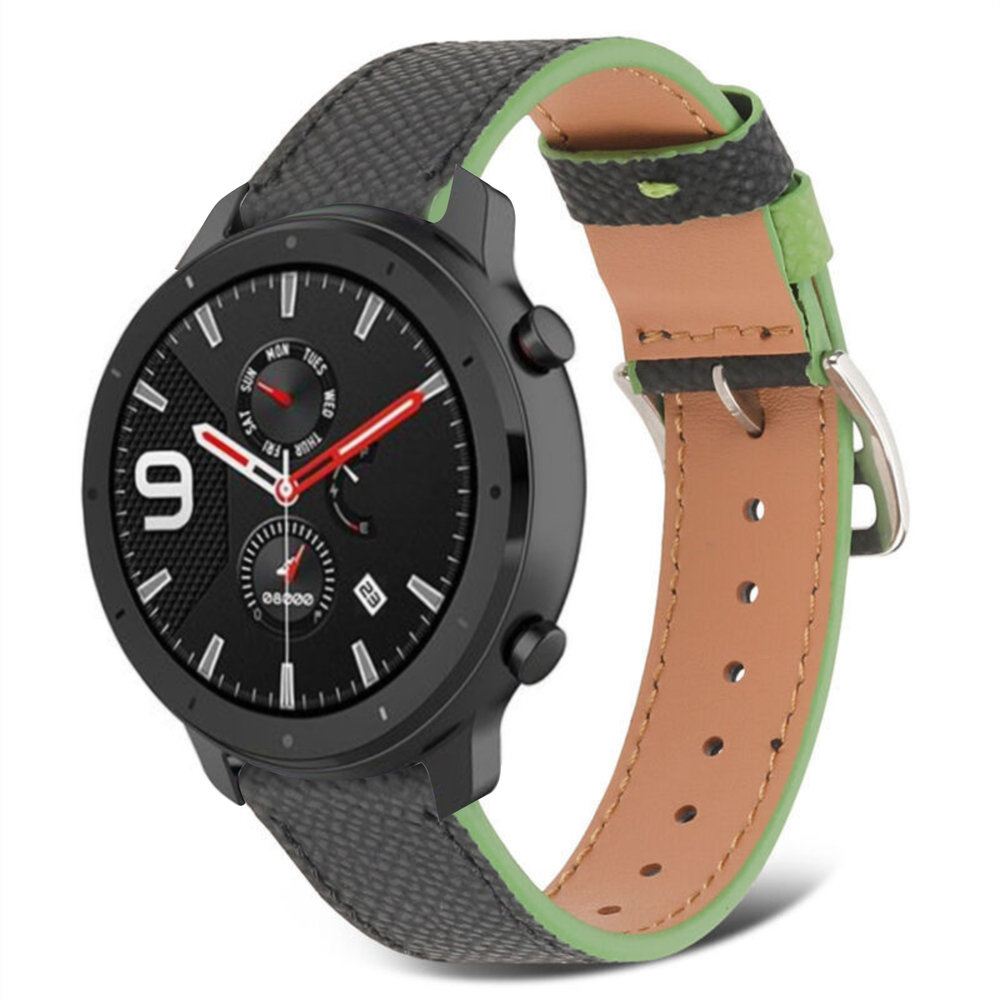 Strap-it Strap-it Bracelet cuir Amazfit GTR (noir-vert)